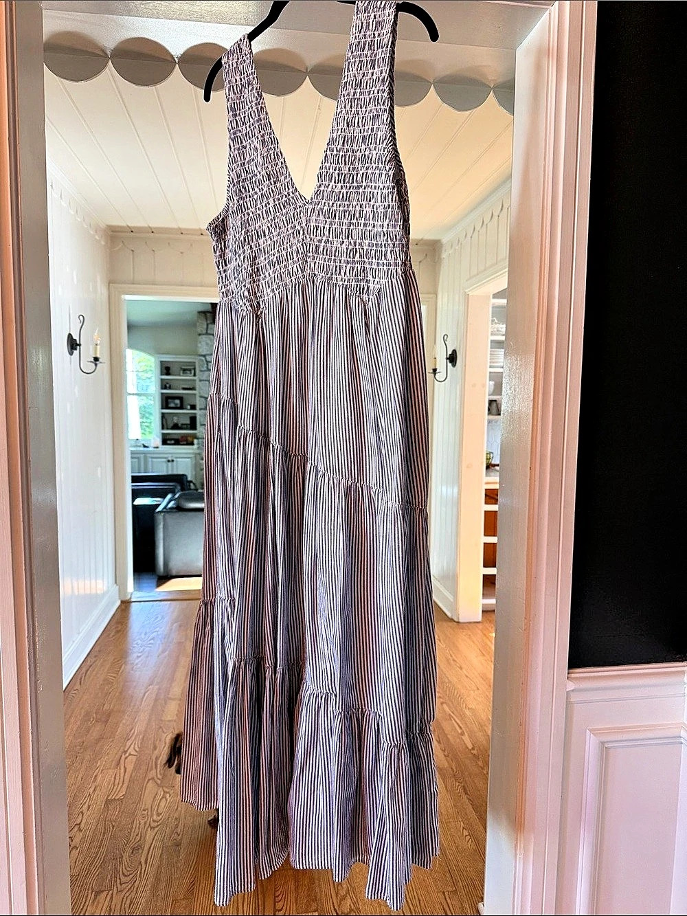 Free People Taking Sides Maxi Dress Striped Blue & White Small
